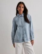 Pieces - Sininen - Pcgeggo Ls Curved Denim Shirt Bc
