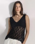 Nelly - Musta - Lace Flounce Top