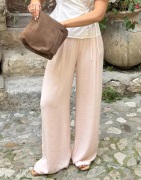 Nelly - Vaaleanpunainen - Flowy Satin Pants