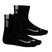Nike Juoksusukat Multiplier Crew 2-Pack - Musta/Valkoinen